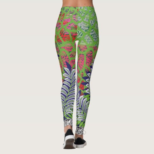 die Gestaltung eines grün-gelben Musters Leggings (Rückseite)