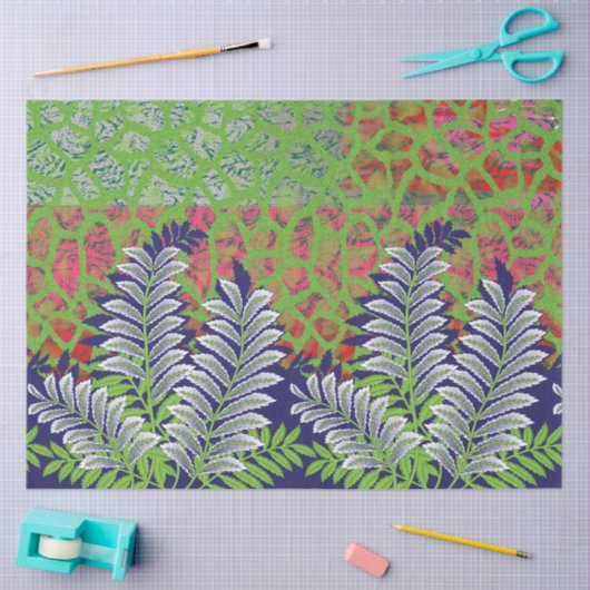 die Gestaltung eines grün-gelben Musters Seidenpapier (Basteln)