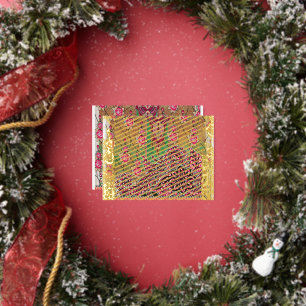 die Gestaltung eines rosa-braunen Paisley-Musters Folien Feiertagspostkarte