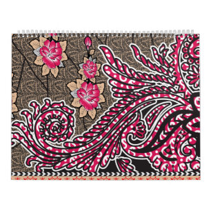 die Gestaltung eines rosa-braunen Paisley-Musters Kalender