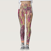 die Gestaltung eines rosa-braunen Paisley-Musters Leggings (Vorderseite)