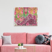 die Gestaltung eines rosa-braunen Paisley-Musters Leinwanddruck (Insitu (Wohnzimmer))