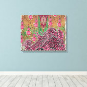 die Gestaltung eines rosa-braunen Paisley-Musters Leinwanddruck (Insitu (Holzboden))