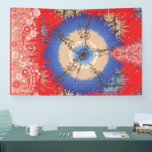 die Gestaltung eines roten Hintergrunds mit einem Banner (Messe)