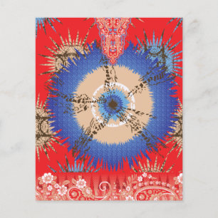 die Gestaltung eines roten Hintergrunds mit einem  Flyer