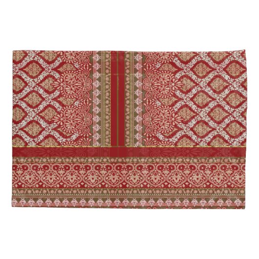 die Gestaltung eines roten und beigen Musters_ Kissenbezug (Rückseite)