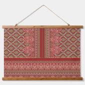 die Gestaltung eines roten und beigen Musters_ Wandteppich Mit Holzrahmen (Vorderseite 2)