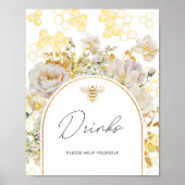 Die Getränke der Blütenbiene aus Gold helfen Ihnen Poster (Vorne)