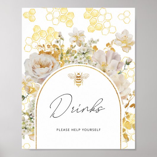 Die Getränke der Blütenbiene aus Gold helfen Ihnen Poster (Vorne)