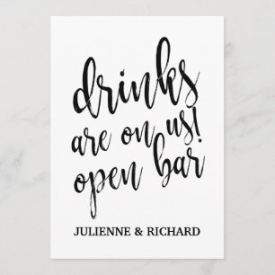 Die Getränke gehen auf uns! Erschwingliches Hochze Einladung