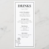 Die GETRÄNKE + schöner Text Zeitlos blühen Menükarte (Vorderseite)