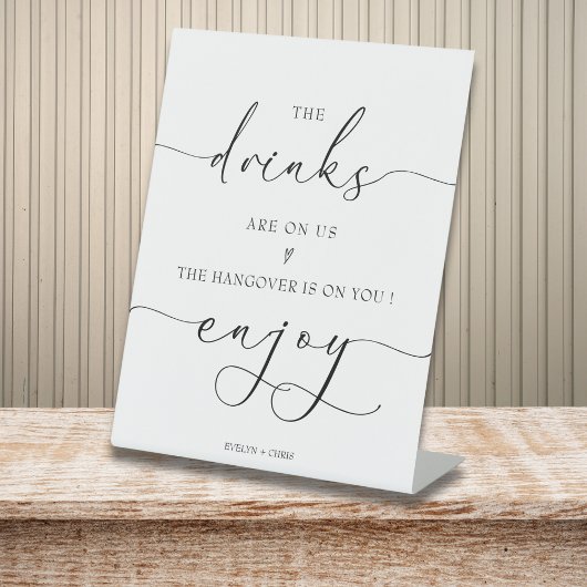 Die Getränke sind auf dem offenen Bar Hochzeitssym Sockelschild