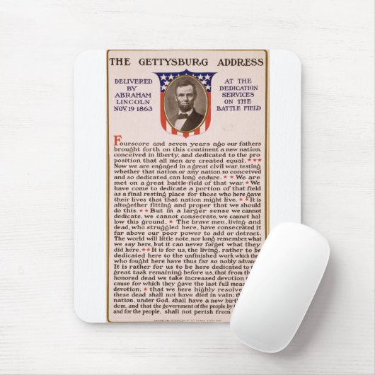 Die gettysburg-Adresse durch Abraham Lincoln 1863 Mousepad (Mit Mouse)