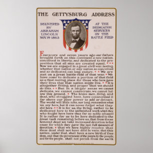 Die gettysburg-Adresse durch Abraham Lincoln 1863 Poster