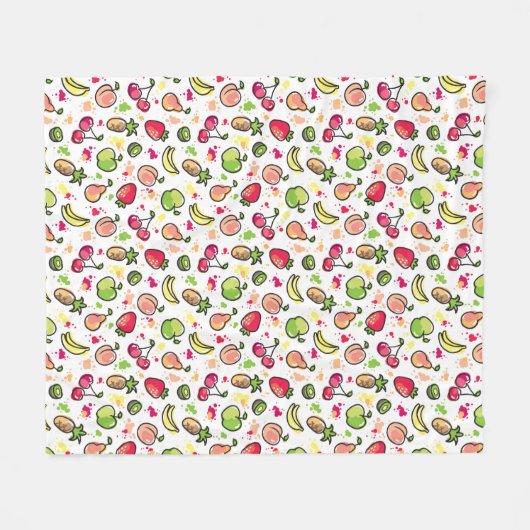 die gezeichnete Hand trägt Muster Früchte Fleecedecke (Vorderseite (Horizontal))