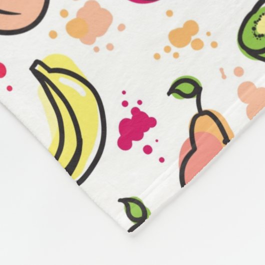 die gezeichnete Hand trägt Muster Früchte Fleecedecke (Ecke)