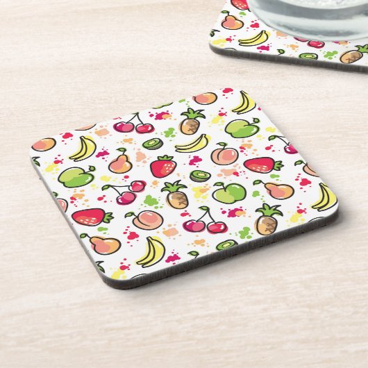 die gezeichnete Hand trägt Muster Früchte Getränkeuntersetzer (Linke Seite)