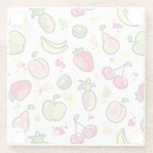 die gezeichnete Hand trägt Muster Früchte Glasuntersetzer (Rückseite)