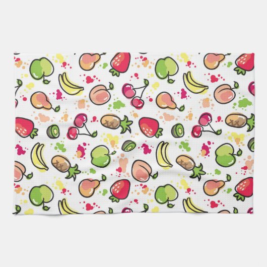 die gezeichnete Hand trägt Muster Früchte Handtuch (Horizontal)