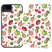 die gezeichnete Hand trägt Muster Früchte Incipio iPhone Geldbeutel-Hülle (Folio Geöffnet)