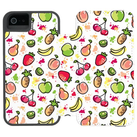 die gezeichnete Hand trägt Muster Früchte Incipio iPhone Geldbeutel-Hülle (Folio Geöffnet)