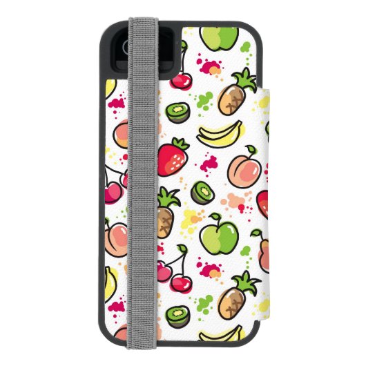 die gezeichnete Hand trägt Muster Früchte Incipio iPhone Geldbeutel-Hülle (Folio Rückseite)