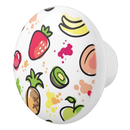 die gezeichnete Hand trägt Muster Früchte Keramikknauf (Rechts)