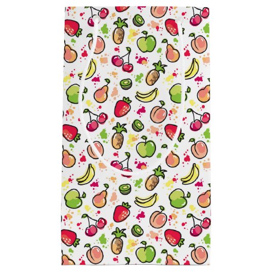 die gezeichnete Hand trägt Muster Früchte Kleine Geschenktüte (Vorderseite)