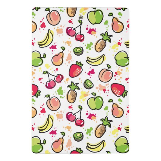 die gezeichnete Hand trägt Muster Früchte Mini Klemmbrett (Rückseite)