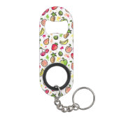 die gezeichnete Hand trägt Muster Früchte Schlüsselbund Flaschenöffner (Rückseite)