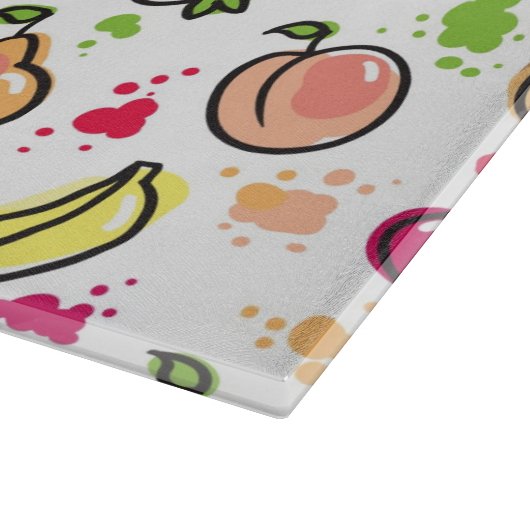 die gezeichnete Hand trägt Muster Früchte Schneidebrett (Ecke)