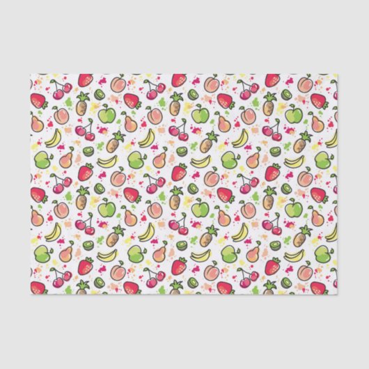 die gezeichnete Hand trägt Muster Früchte Seidenpapier (Vorderseite)