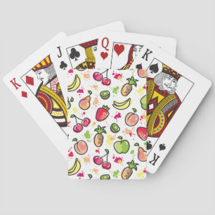 die gezeichnete Hand trägt Muster Früchte Spielkarten