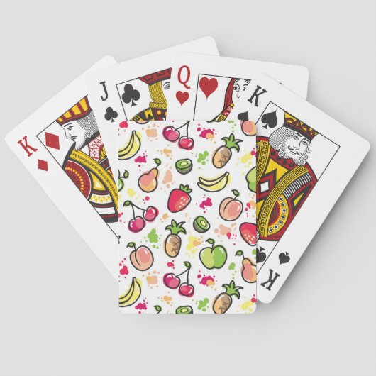 die gezeichnete Hand trägt Muster Früchte Spielkarten (Rückseite)