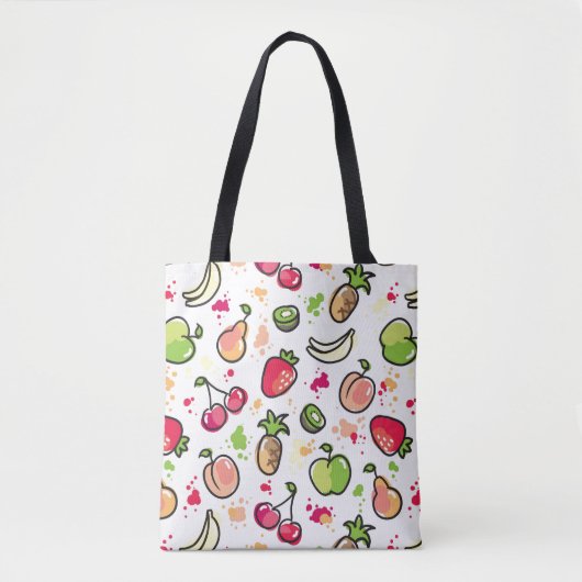 die gezeichnete Hand trägt Muster Früchte Tasche (Vorderseite)