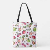 die gezeichnete Hand trägt Muster Früchte Tasche (Rückseite)