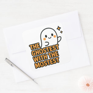 Die Ghostest mit dem höchsten - Halloween-Sticker Quadratischer Aufkleber