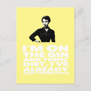 Die Gin-und-Tonic-Diät Vintage-Dame Postkarte
