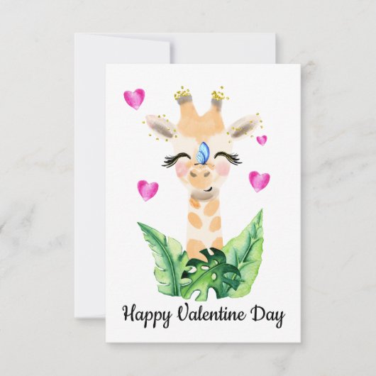 Die Giraffe und die SchmetterlingsValentinkarte Dankeskarte (Vorderseite)