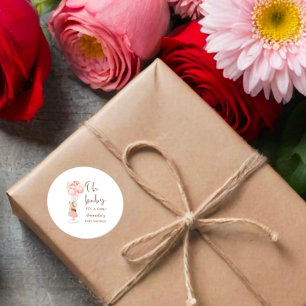 Die Girl Baby-Dusche mit Flying Balloon Runder Aufkleber
