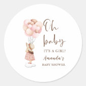 Die Girl Baby-Dusche mit Flying Balloon Runder Aufkleber (Vorderseite)