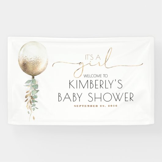 Die Girl Gold Balloon Baby Dusche Banner (Horizontal)
