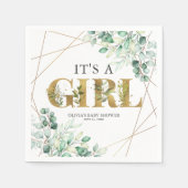 Die Girl Greenery Eucalyptus Gold Baby Dusche Serviette (Vorderseite)