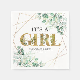 Die Girl Greenery Eucalyptus Gold Baby Dusche Serviette