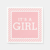 Die Girl Modern Blush Pink Stripes Babydusche Serviette (Vorderseite)