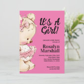 Die Girl Teddy Bear Baby Dusche Einladung (Stehend Vorderseite)