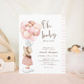 Die Girl Watercolor Babydusche Flying Balloon Einladung