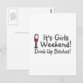 Die Girls am Wochenende Betrunken Postkarte (Vorne/Hinten)