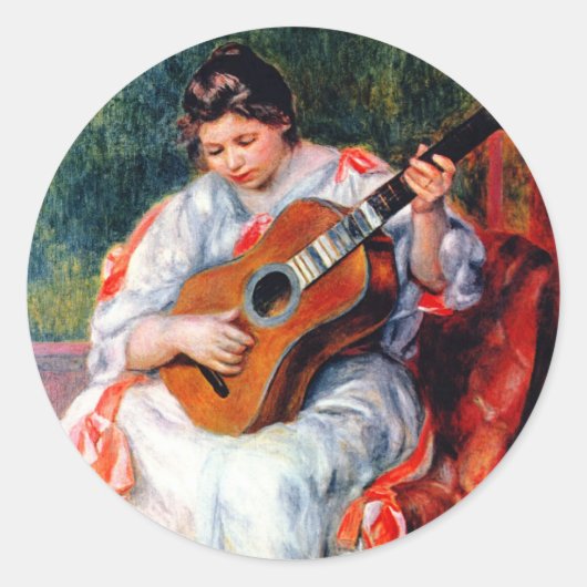 Die Gitarrist von Pierre Renoir Runder Aufkleber (Vorderseite)