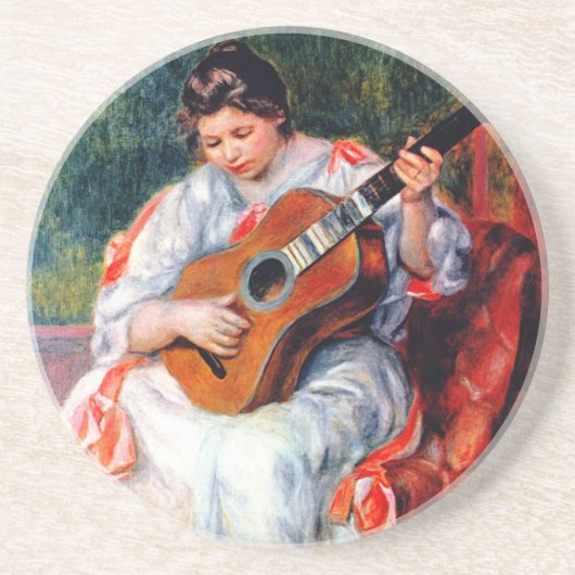 Die Gitarrist von Pierre Renoir Sandstein Untersetzer (Vorne)